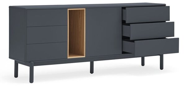 Cassettiera bassa grigio scuro 180x76 cm Corvo - Teulat