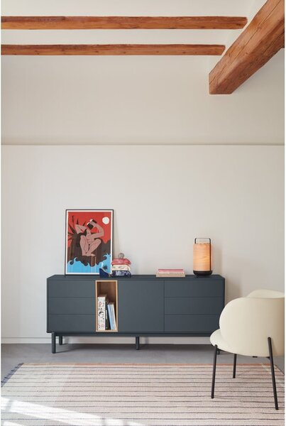 Cassettiera bassa grigio scuro 180x76 cm Corvo - Teulat