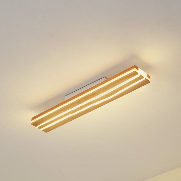 Plafoniera a LED Silja Lucande, Legno chiaro, Soggiorno / Sala da pranzo, Legno, Moderno, Plafoniera LED