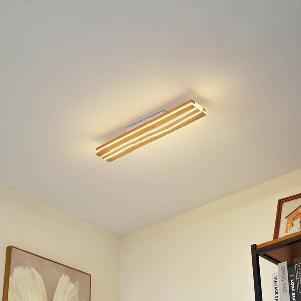 Plafoniera a LED Silja Lucande, Legno chiaro, Soggiorno / Sala da pranzo, Legno, Moderno, Plafoniera LED
