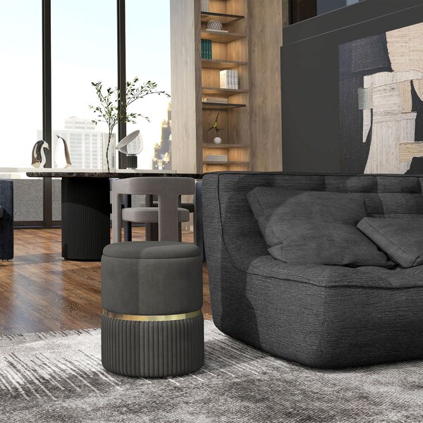 HOMCOM Poggiapiedi da Divano con Superficie Imbottita, Coperchio Rimuovibile, Piedini Antiscivolo, 36x36x44 cm, Grigio, Pouf Contenitore|Aosom