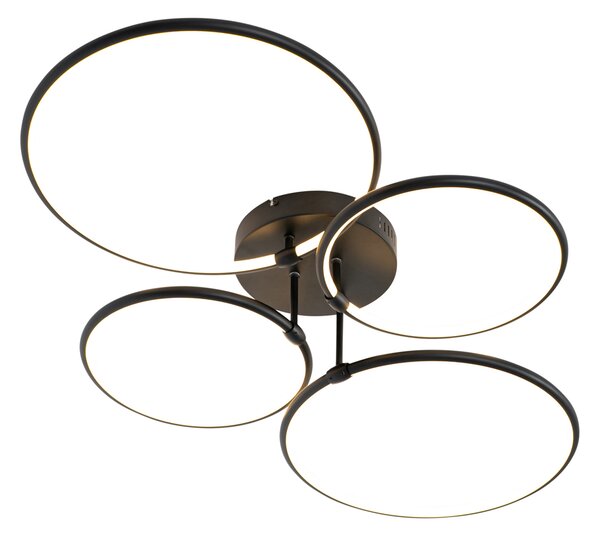 Plafoniera nera con LED dimmerabile a 3 livelli 4 luci - Joaniqa