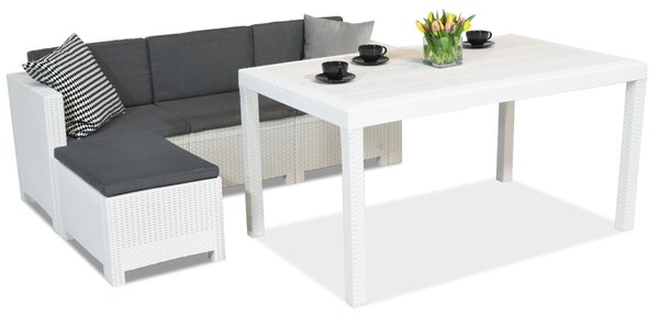 Set di mobili reclinabili in polyrattan Colorado Relax Corner 4 bianco Bica