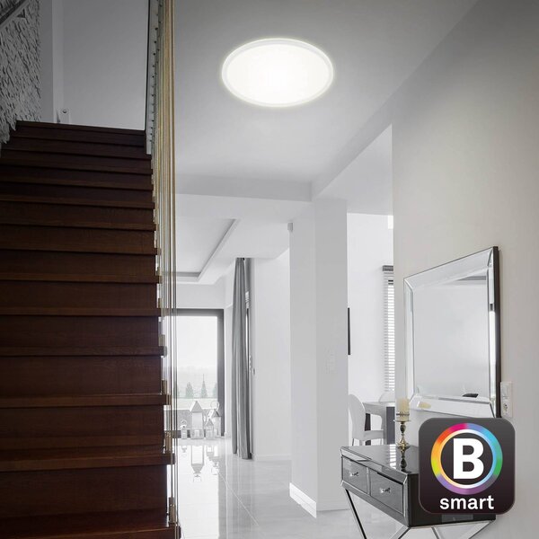 Briloner Plafoniera smart Slim S, dimmerabile, Bianco / Opale, Cucina, Plastica, Moderno