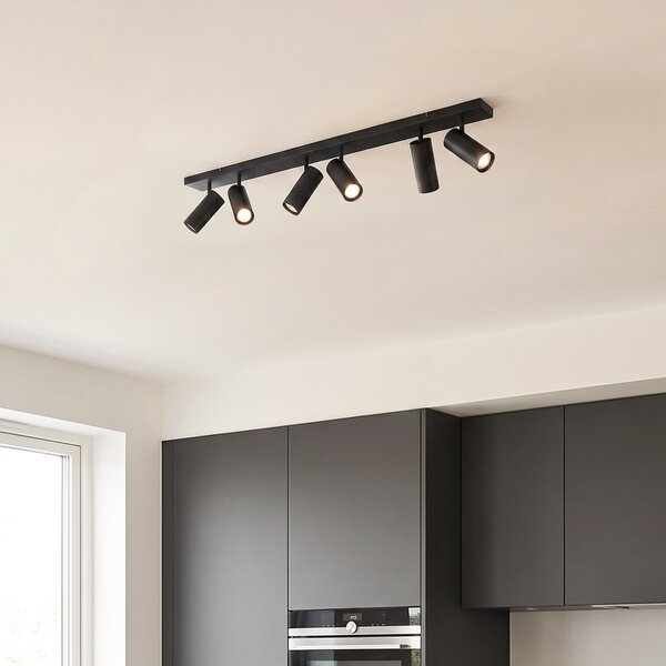 Plafoniera moderna nera 102 cm 6 luci regolabile - Renna