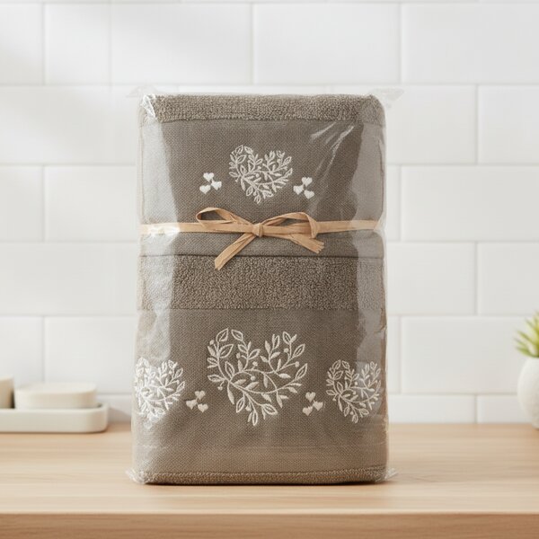 Set regalo di 2 pz asciugamani in spugna Cuori MIGDU32 40x60 cm + 50x100 cm