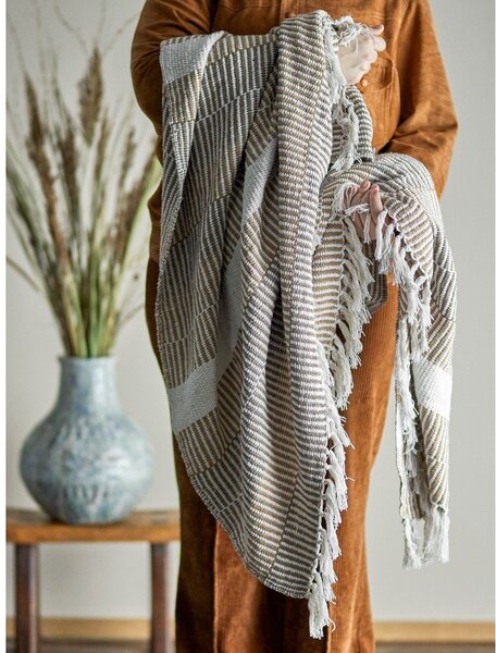 Coperta di colore naturale in cotone riciclato 130x160 cm Isnel – Bloomingville