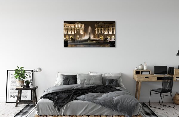 Quadro su tela Night Square di Roma Fountain 100x50 cm