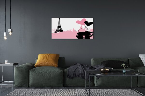 Stampa quadro su tela Cuori della città della torre 100x50 cm