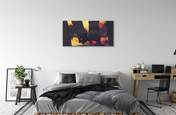Quadro su tela Persone, mani di luce 100x50 cm