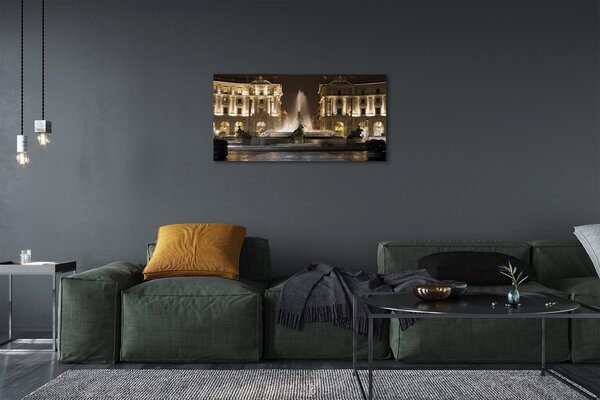 Quadro su tela Night Square di Roma Fountain 100x50 cm