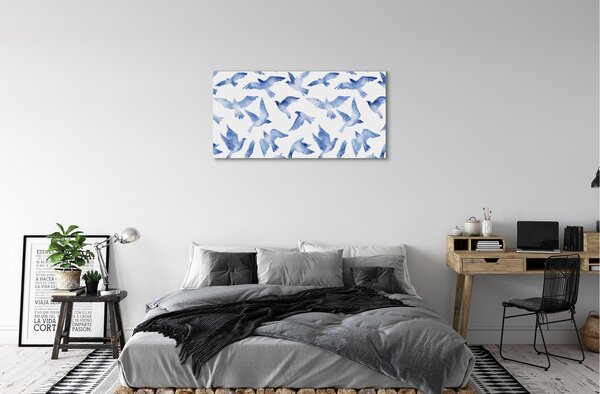 Stampa quadro su tela Uccelli dipinti 100x50 cm