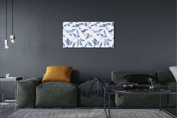 Stampa quadro su tela Uccelli dipinti 100x50 cm