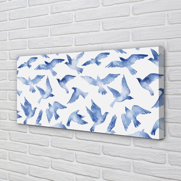 Stampa quadro su tela Uccelli dipinti 100x50 cm