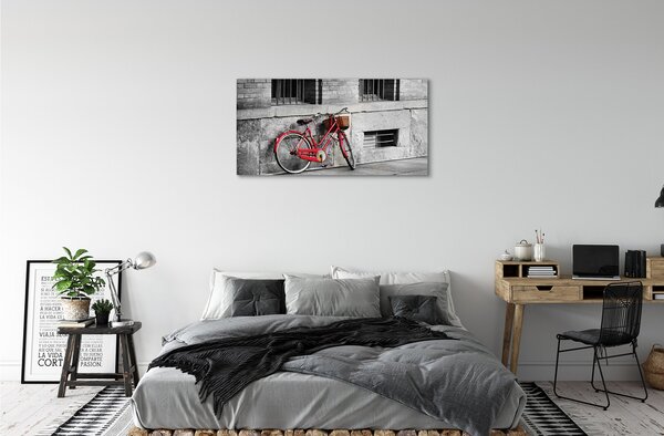 Quadro su tela Bike rossa con un cestino 100x50 cm