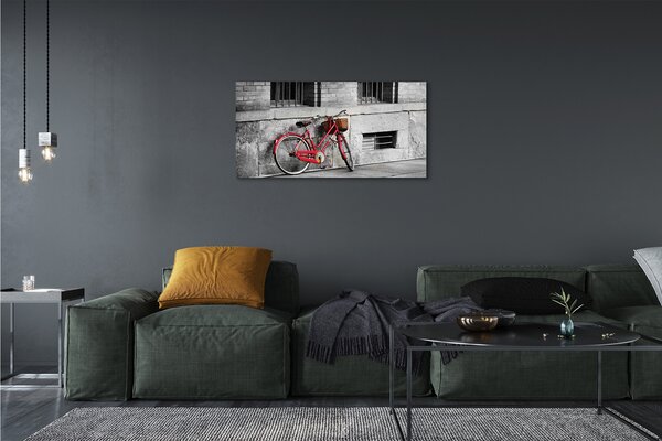 Quadro su tela Bike rossa con un cestino 100x50 cm
