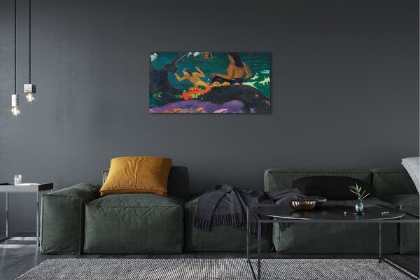 Stampa quadro su tela Arte delle file sul lago 100x50 cm