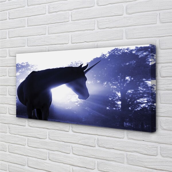 Quadro su tela Foresta di unicorno 100x50 cm