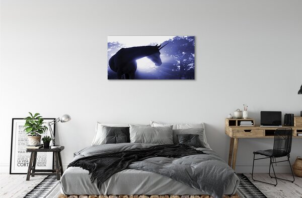 Quadro su tela Foresta di unicorno 100x50 cm