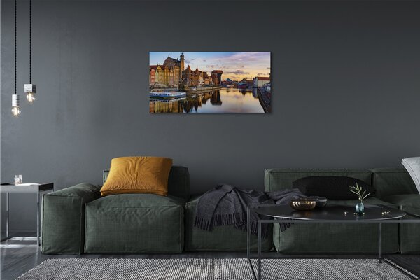 Quadro su tela Port River Port River di Gdańsk 100x50 cm