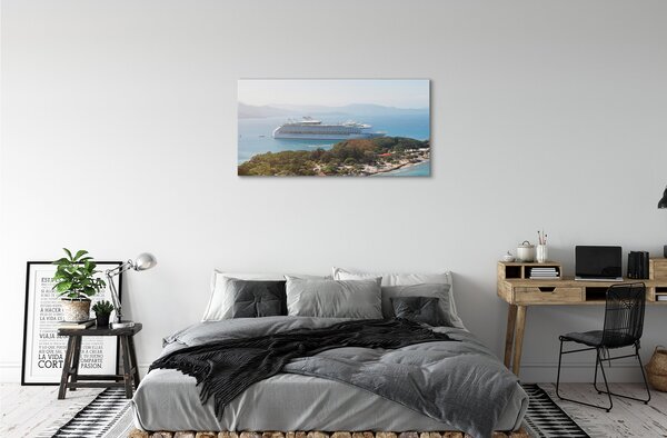 Quadro su tela Ship Island Mountain Mar 100x50 cm