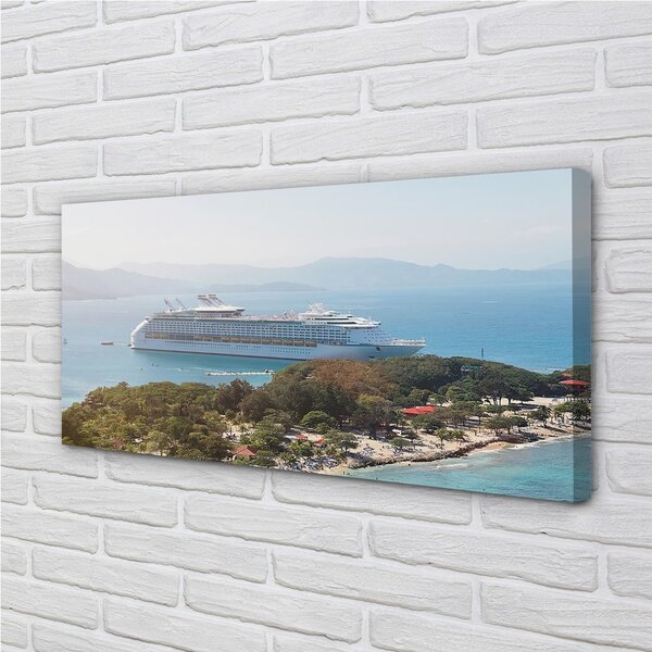 Quadro su tela Ship Island Mountain Mar 100x50 cm