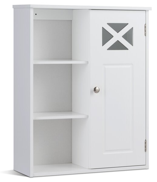 Costway Mobiletto da bagno a muro Armadietto di stoccaggio da bagno 48x17,5x61cm Bianco