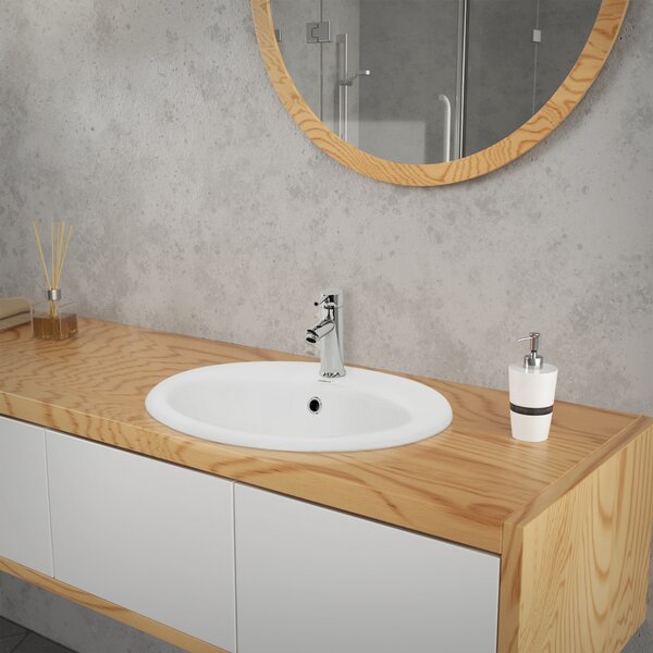 LuxeBath lavabo Lavabo da appoggio ovale, 57x48,5x19,5 cm, bianco, Vetroceramica