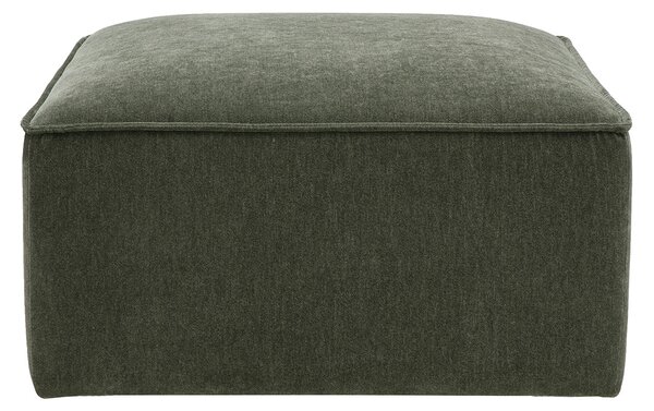 Pouf poggiapiedi in tessuto effetto velluto verde kaki KERRY