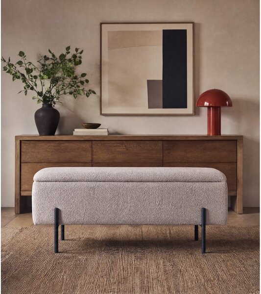 Panca beige in tessuto bouclé Watford - House Nordic