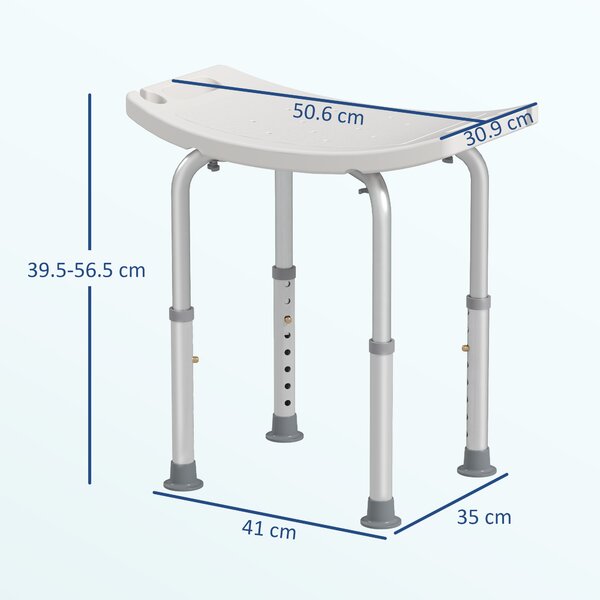 HOMCOM Sgabello Sedile Sedia per Doccia Bagno, Antiscivolo, Altezza Regolabile|Aosom