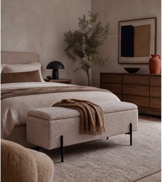 Panca beige in tessuto bouclé Watford - House Nordic