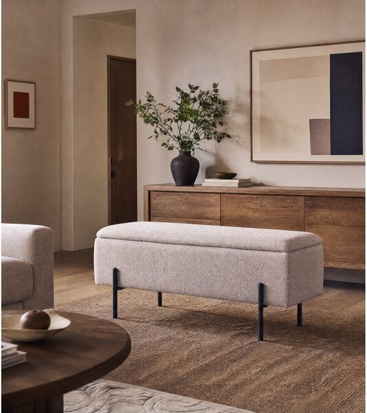 Panca beige in tessuto bouclé Watford - House Nordic