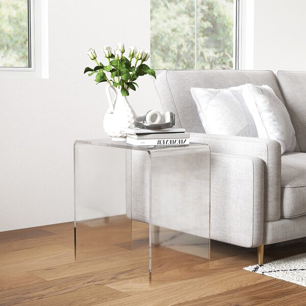 HOMCOM Tavolino da Salotto in Acrilico a U con Bordi Lisci e Angoli Arrotondati, 53.5x30.5x53.5 cm, Trasparente|Aosom