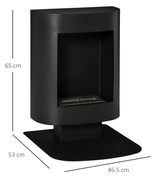 HOMCOM Camino a Bioetanolo con Serbatoio da 0.9L, Copertura fino 20㎡, 46.5x53x65cm, Nero