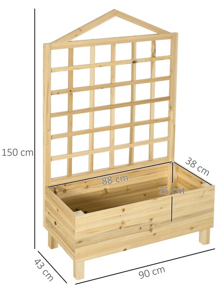 Outsunny Fioriera da Esterno in Legno di Abete con Grigliato e Fori di Drenaggio, 90x43x150 cm|Aosom