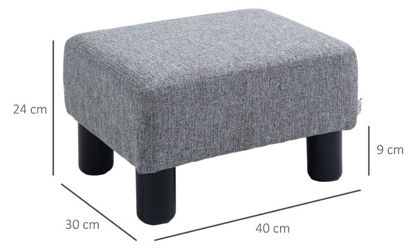 HOMCOM Pouf Poggiapiedi in Tessuto Effetto Lino Imbottito, 40x30x24cm, Grigio|Aosom
