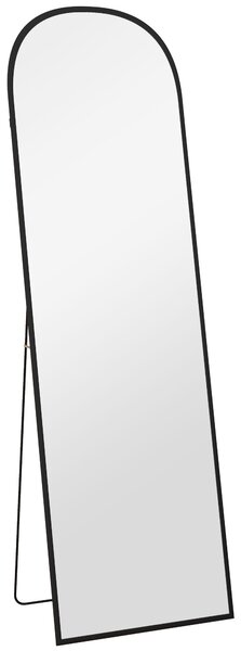 HOMCOM Specchio da Terra e Parete Moderno in Lega di Alluminio con Supporto Pieghevole, 50x161.5cm, Nero|Aosom