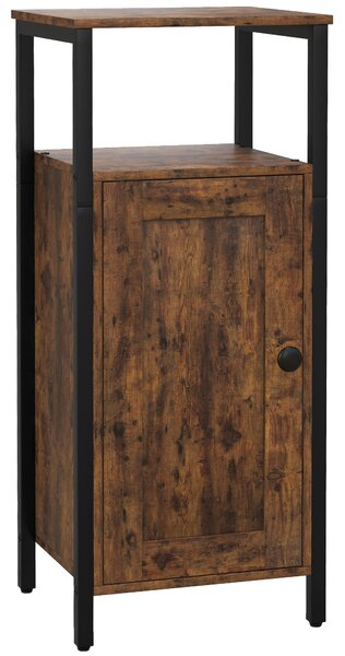 HOMCOM Comodino Industriale con 2 Ripiani e Scaffale Interno Regolabile, in Legno e Acciaio, 34x30x80 cm, Marrone