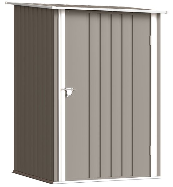Outsunny Casetta Porta Attrezzi 0.92m² in Acciaio Zincato con Tetto Inclinato e Serratura, 100x103x160 cm, Marrone