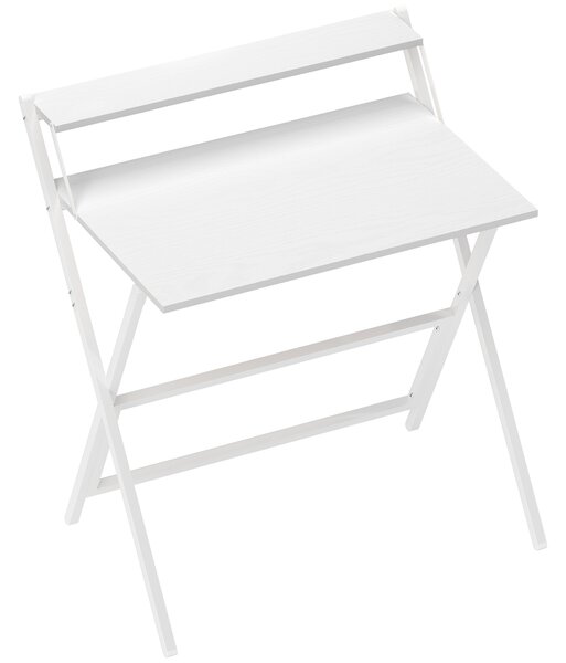 HOMCOM Scrivania Pieghevole con Ripiano per Monitor, 81.5x62x86.5 cm, Bianco | Aosom Italy