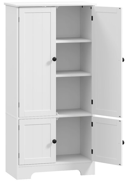 HOMCOM Mobile Credenza da Cucina a 4 Ante con 2 Armadietti e Ripiano Regolabile, 58.2x30x123 cm, Bianco | Aosom Italy
