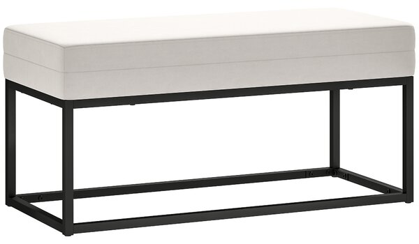 HOMCOM Panca da Ingresso Moderno in Acciaio, Spugna e Tessuto Vellutato con Piedini Regolabili, 94x42x44 cm, Crema | Aosom Italy