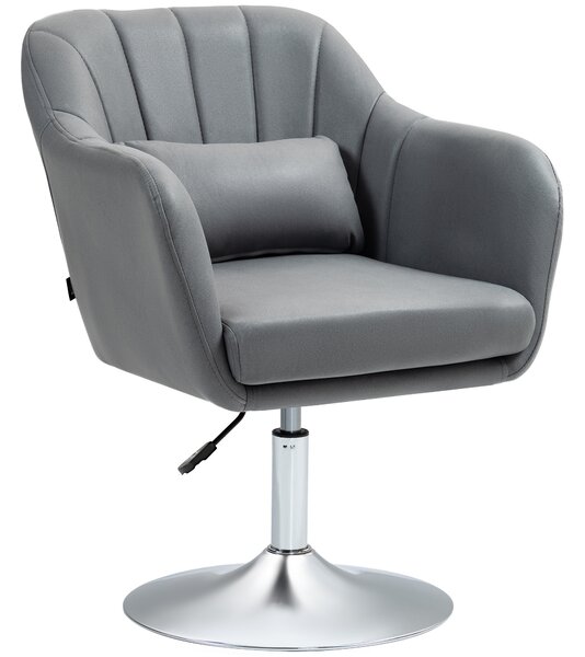 HOMCOM Sedia per Scrivania Girevole con Altezza Regolabile Cuscino Lombare, Tessuto Tecnico, Grigio | Aosom Italy