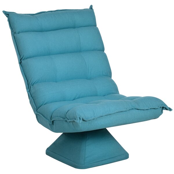 HOMCOM Poltrona Relax Girevole 360° con Schienale Regolabile in 5 Posizioni, Poltrona da Terra con Seduta Ampia Imbottita Spessa in Tessuto Effetto Velluto, per Soggiorno Lettura, 62x70x95 cm, Blu | Aosom Italy