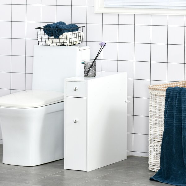 Homcom Mobiletto Armadietto Cassetti Scorrevoli Moderno da Bagno in MDF 17 x 48 x 58cm Bianco