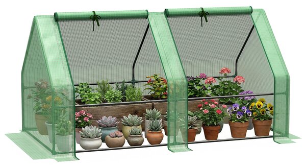 Outsunny Serra da Giardino con Copertura in PE Rinforzato e Telaio in Acciaio, 2 porte con cerniera avvolgibile, 180x90x90cm, Verde | Aosom Italy