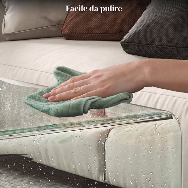 HOMCOM Tavolino in Vetro Temperato Moderno da Salotto con Design Monoblocco, 80x45x35 cm, Trasparente | Aosom Italy