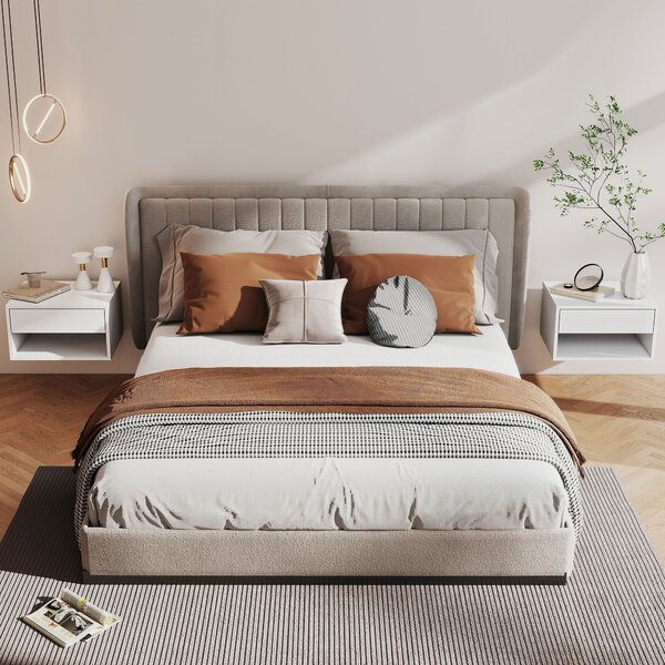 HOMCOM Set di 2 Comodini da Parete con Cassetto, Scomparto Aperto e Piano d'Appoggio, 37x32x21 cm, Bianco | Aosom Italy