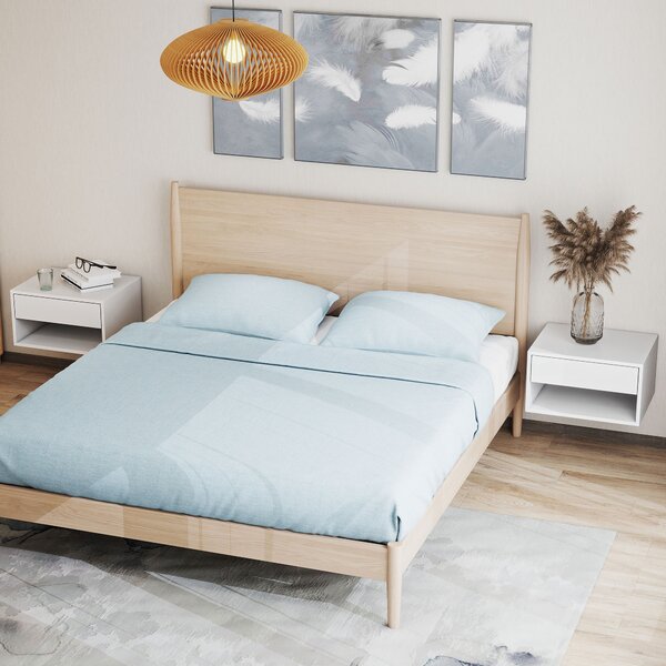 HOMCOM Set di 2 Comodini da Parete con Cassetto, Scomparto Aperto e Piano d'Appoggio, 37x32x21 cm, Bianco | Aosom Italy